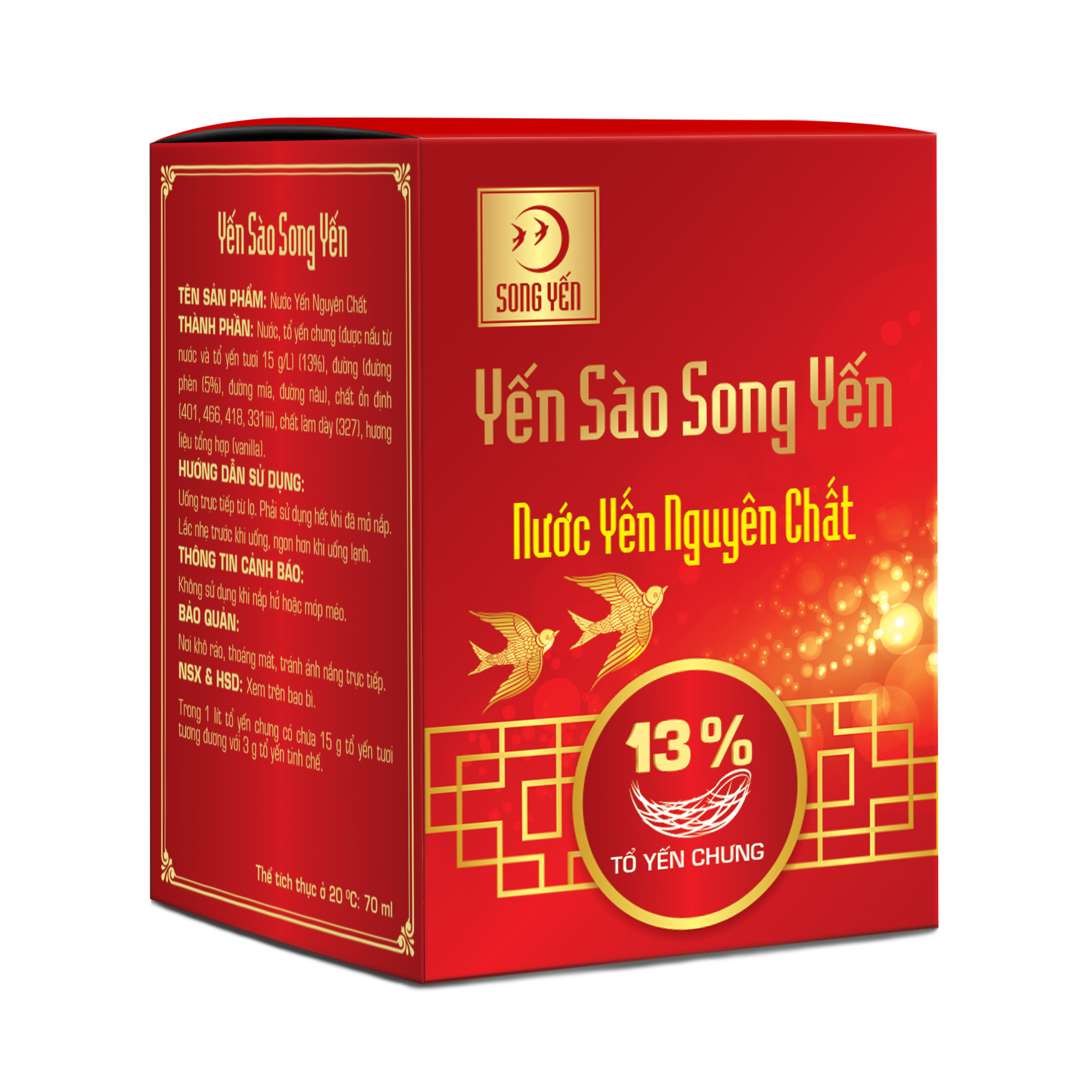 Nước Yến Nguyên Chất (Tổ yến chưng 13%) Hộp 1 lọ 70ml